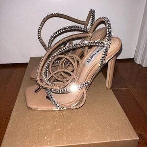 Steve Madden “Unveil” Rhinestone Heels – Tan | Size 6